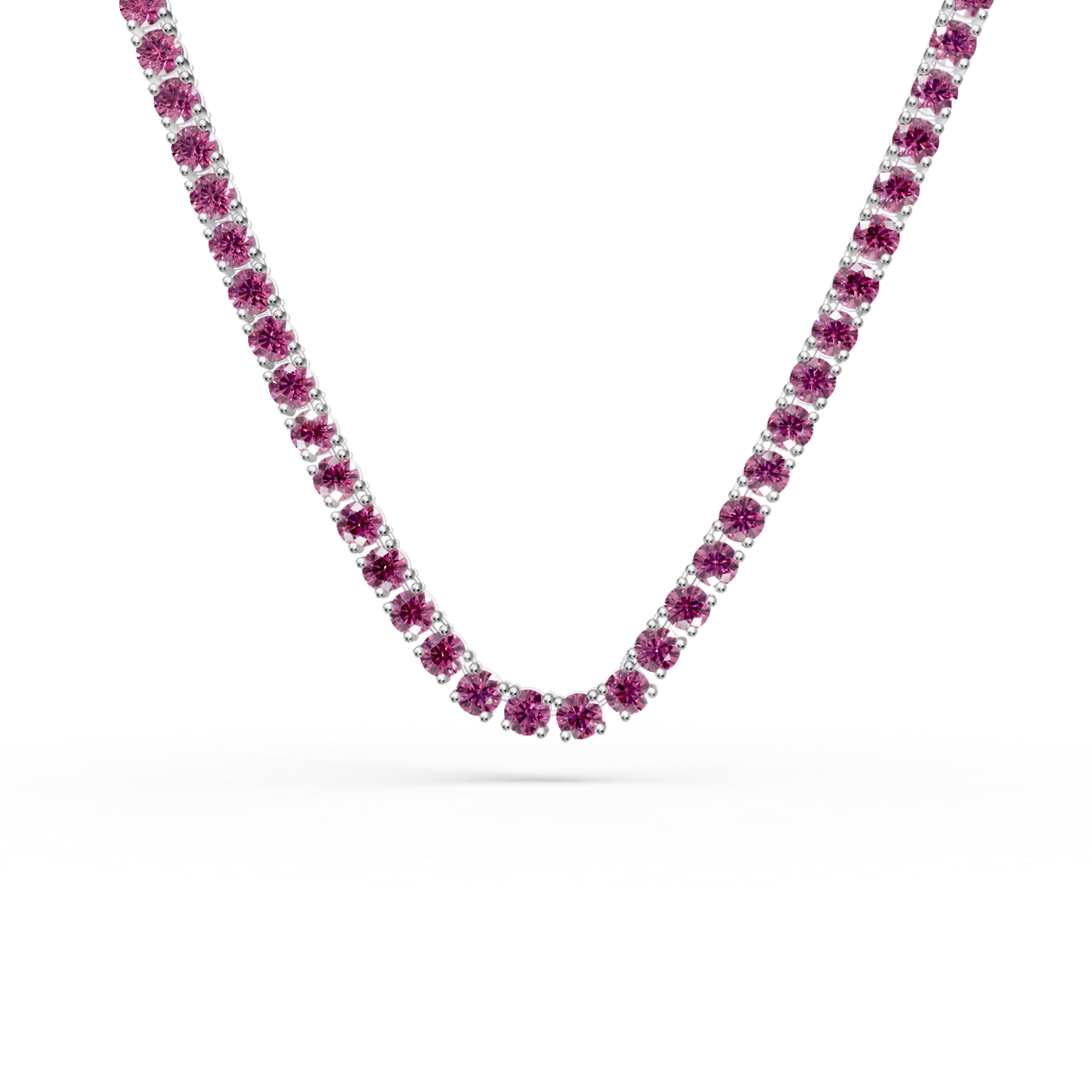 Colier tennis din argint cu zirconii roz inchis
