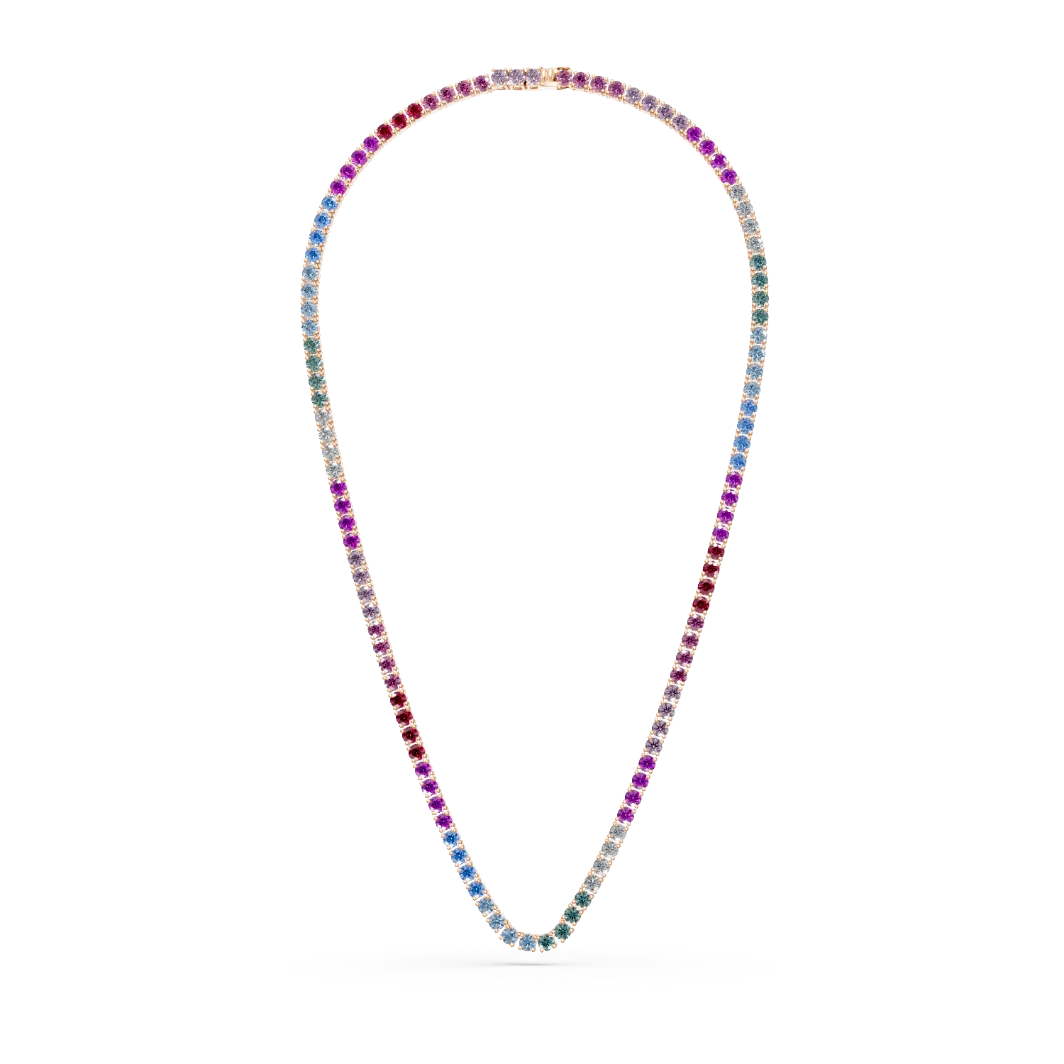Colier tennis din argint roz cu zirconii multicolore