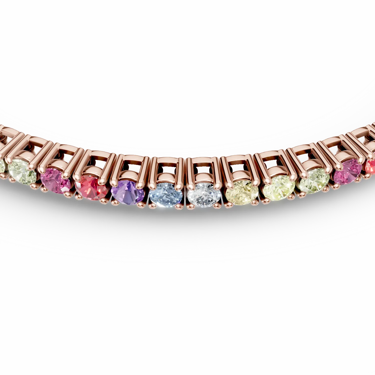 Bratara tennis din argint roz cu zirconii multicolore
