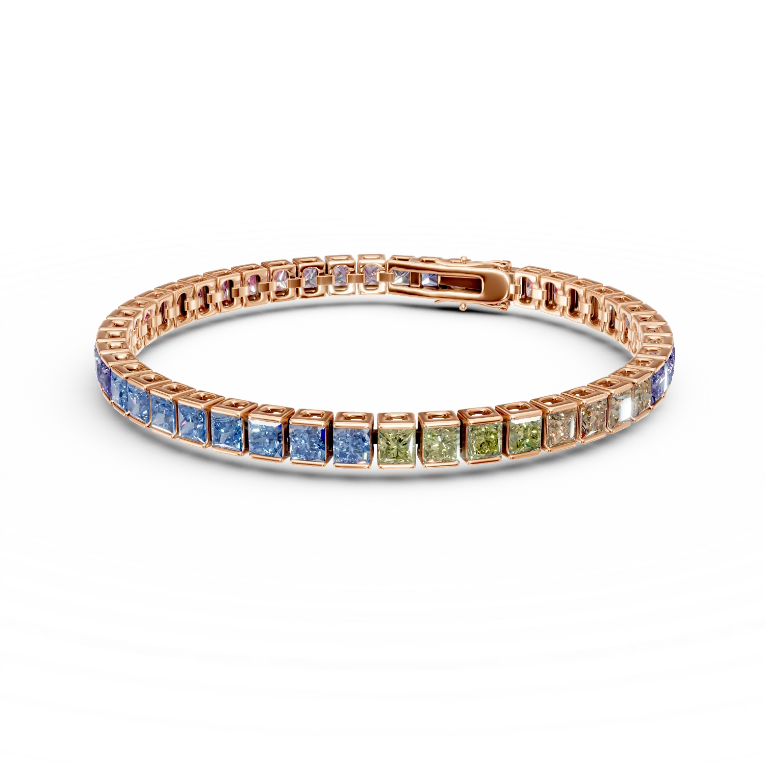 Bratara tennis din argint roz cu zirconii multicolore