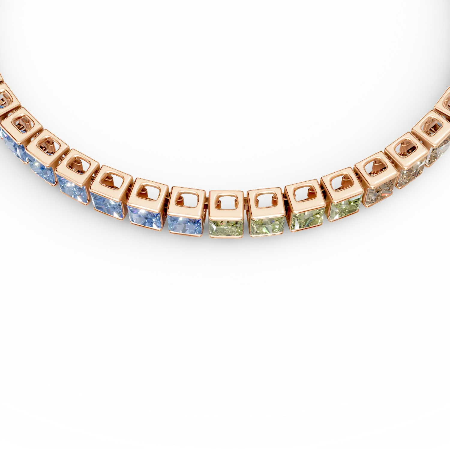 Bratara tennis din argint roz cu zirconii multicolore