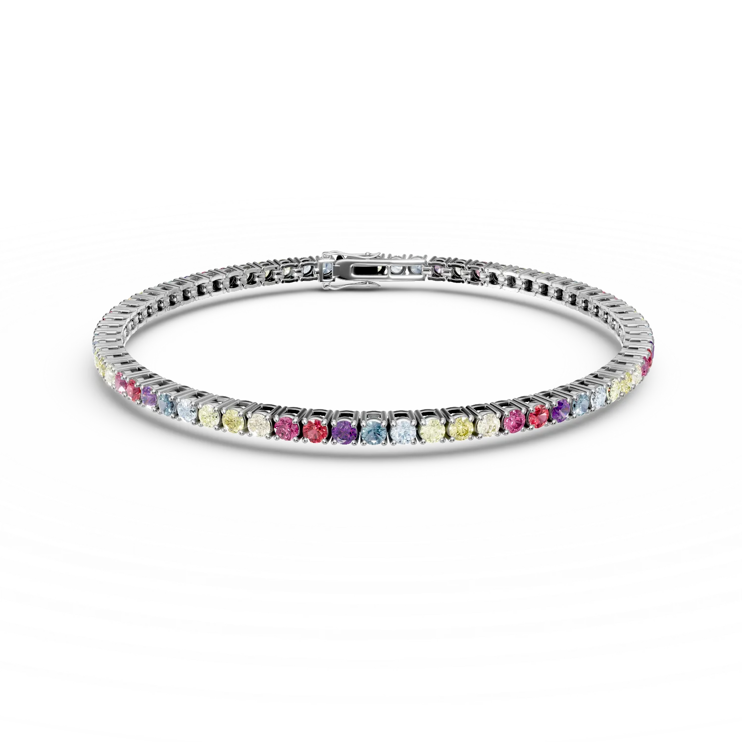 Bratara tennis din argint cu zirconii multicolore - imagine 7