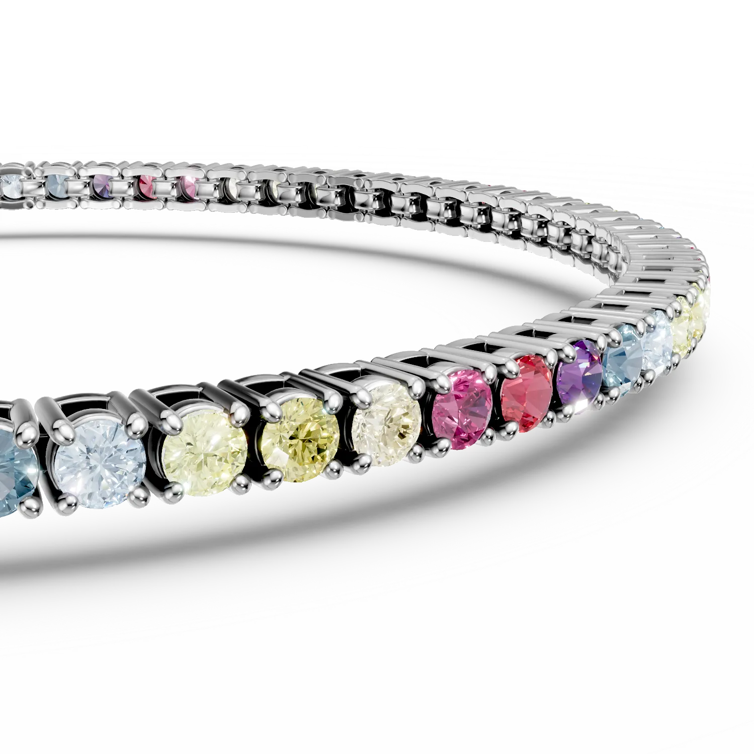Bratara tennis din argint cu zirconii multicolore