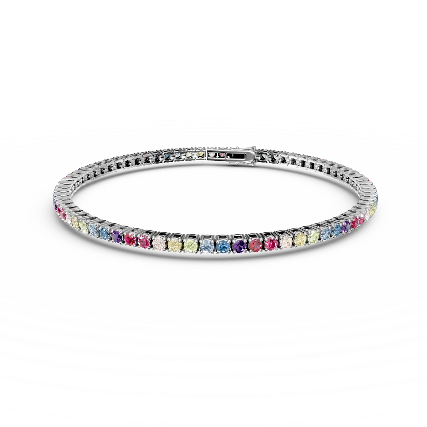 Bratara tennis din argint cu zirconii multicolore