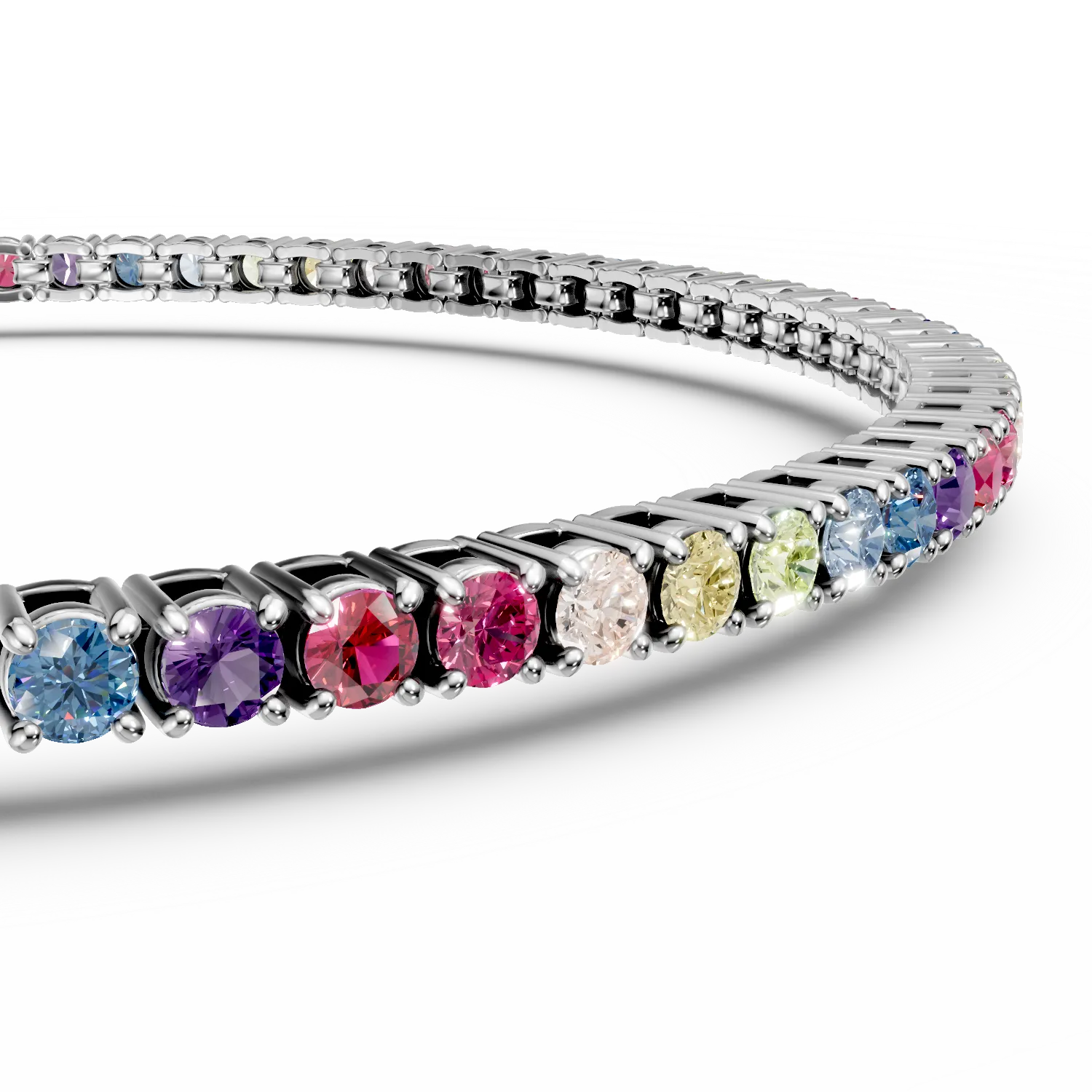 Bratara tennis din argint cu zirconii multicolore