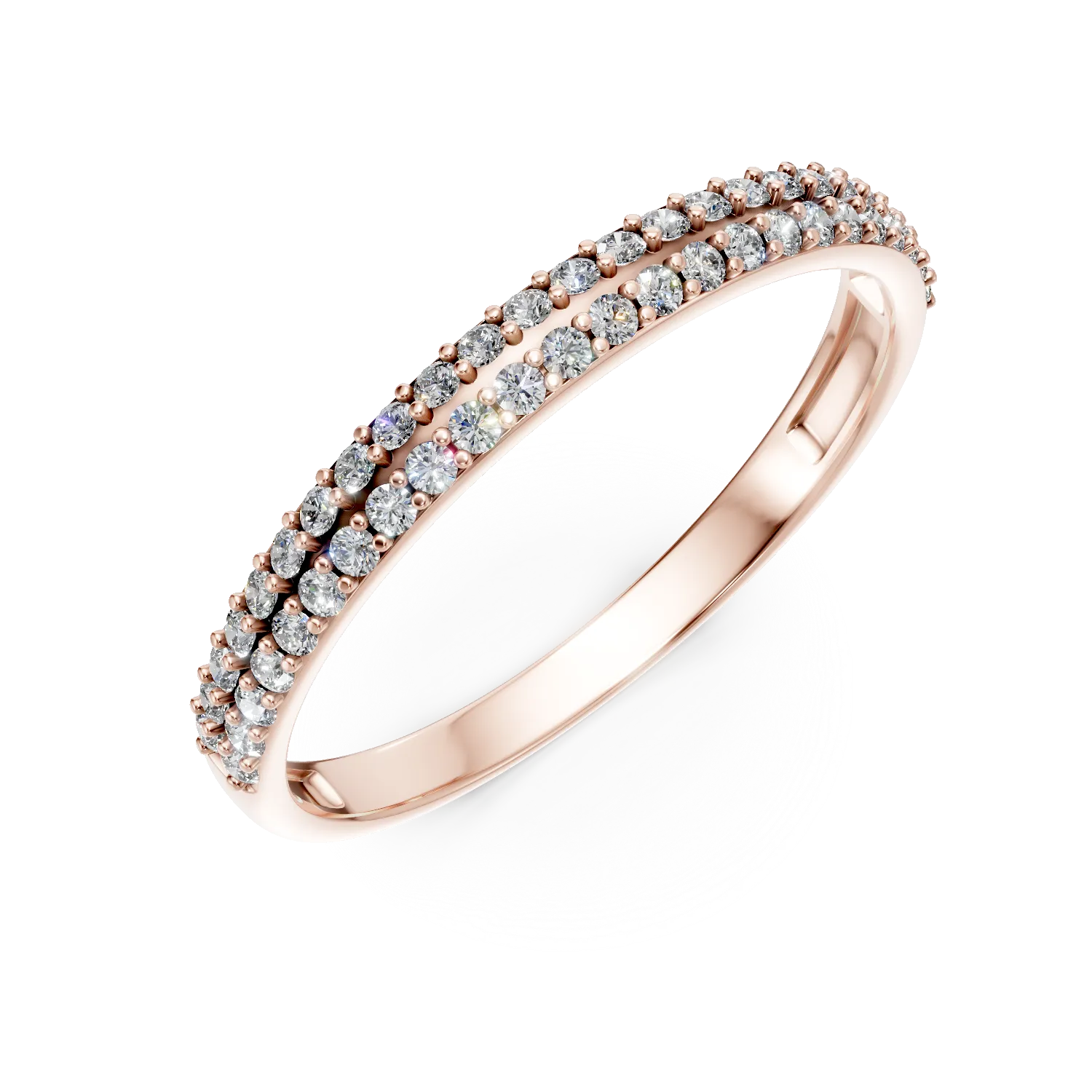 Inel semi eternity din aur roz cu zirconii