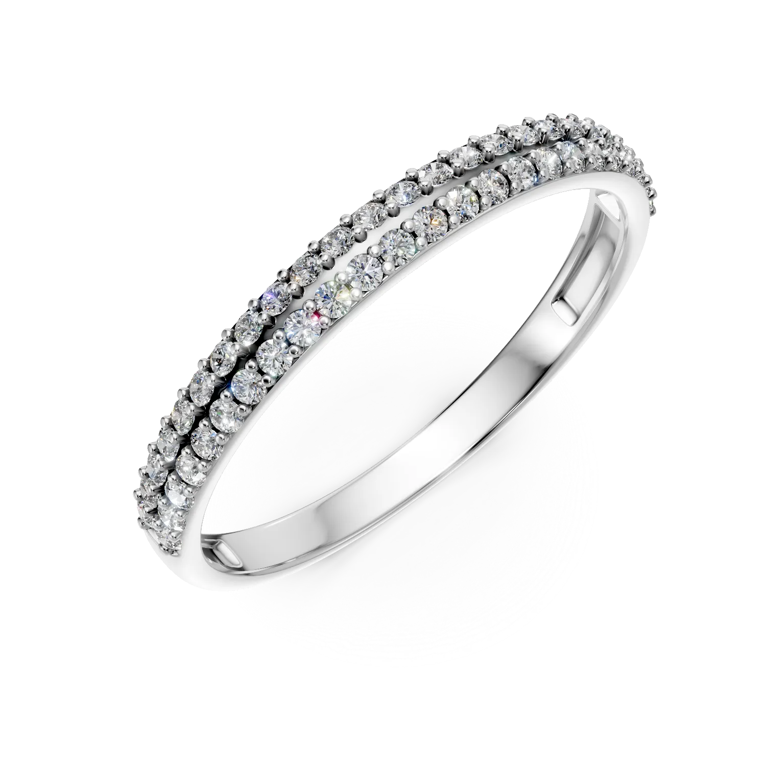 Inel semi eternity din aur roz cu zirconii
