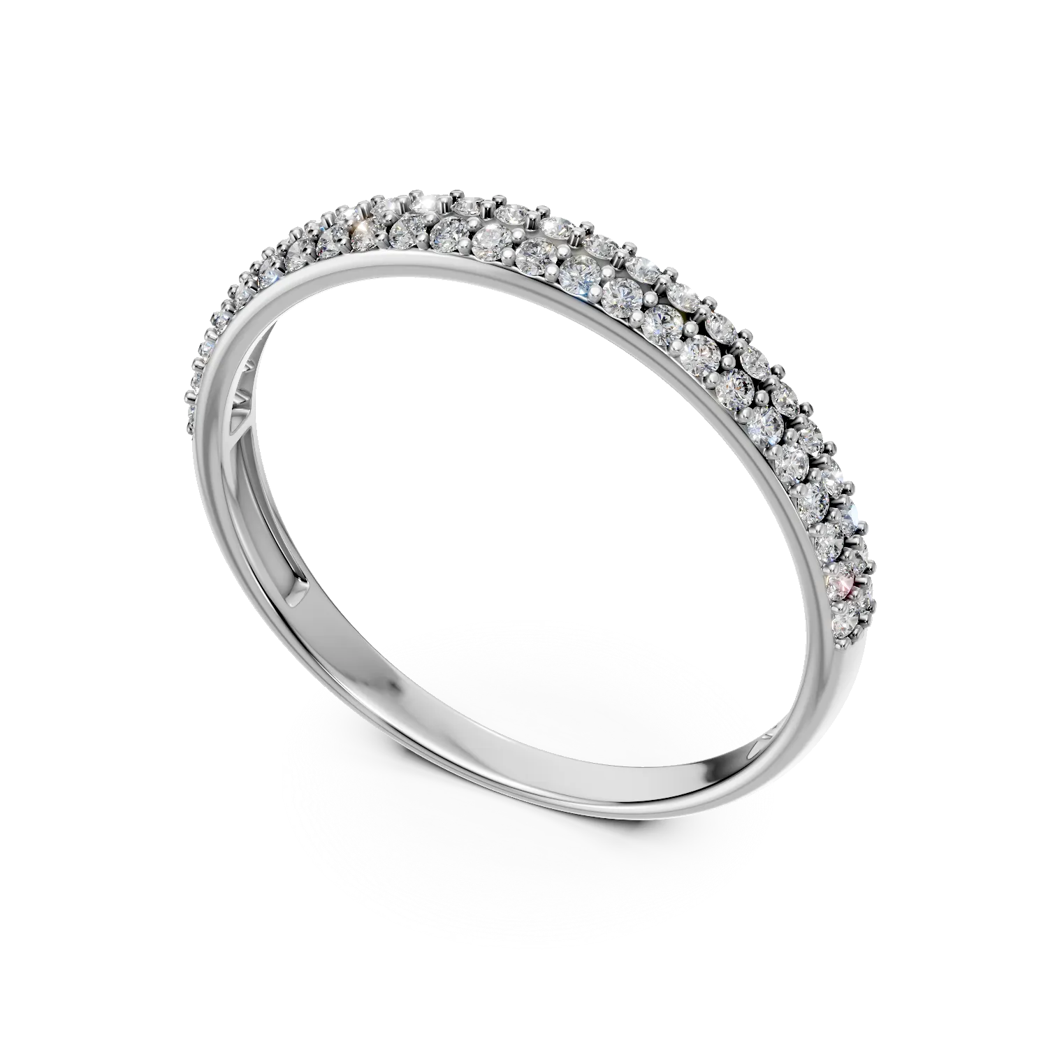 Inel semi eternity din aur alb cu zirconii