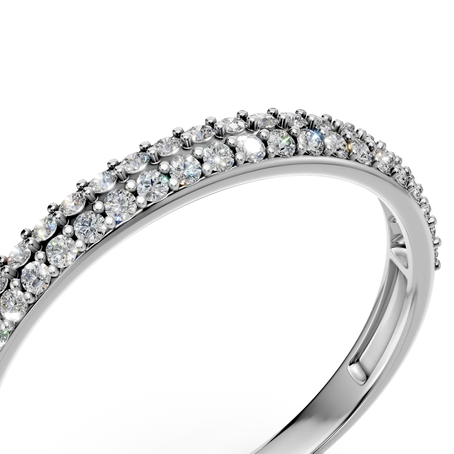 Inel semi eternity din aur alb cu zirconii