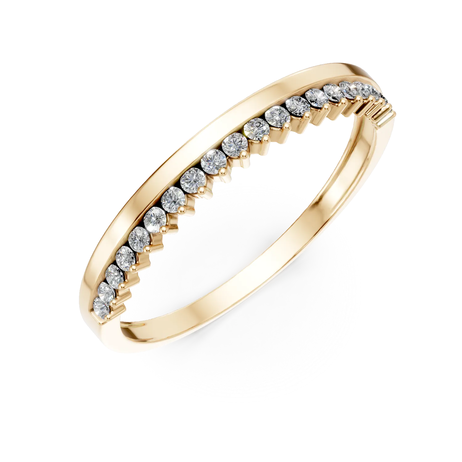 Inel semieternity din aur galben cu zirconii