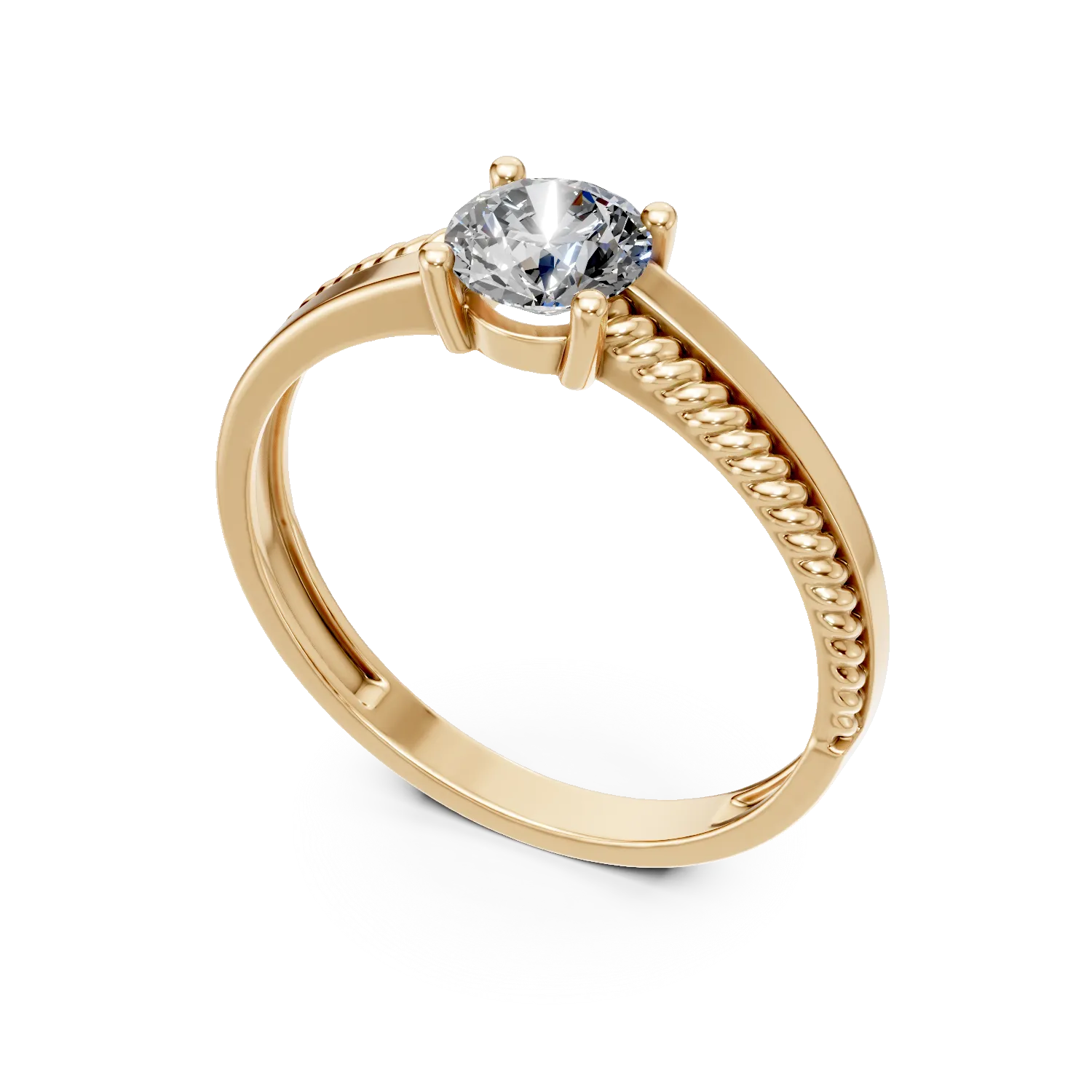 Inel de logodna din aur galben cu zirconia solitaire