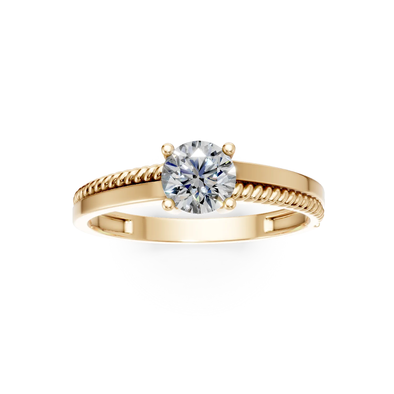 Inel de logodna din aur galben cu zirconia solitaire