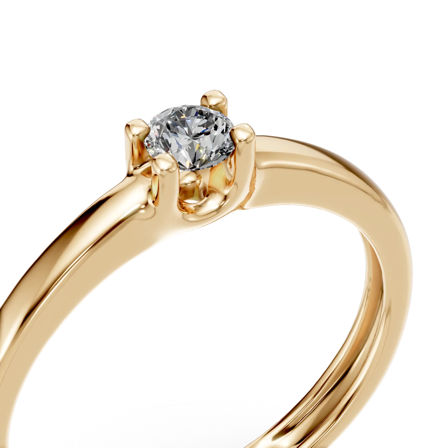 Inel de logodna din aur galben cu zirconia solitaire