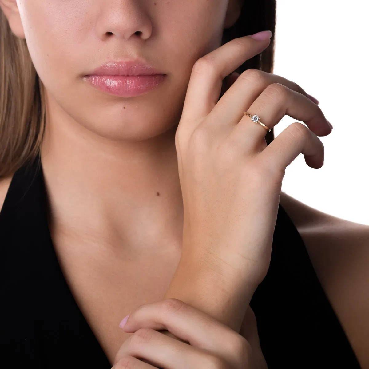 Inel de logodna din aur galben cu zirconia solitaire