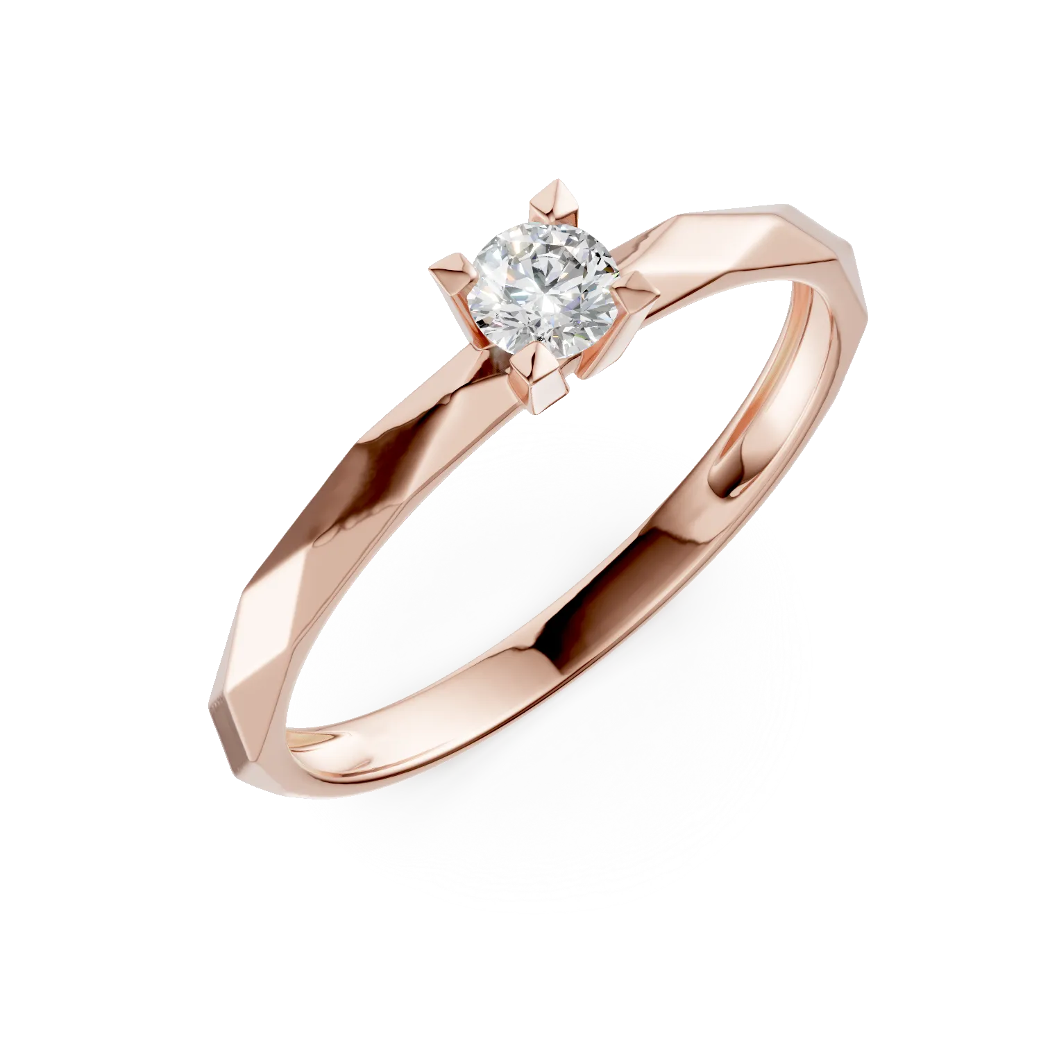 Inel de logodna din aur roz cu zirconia - imagine 8