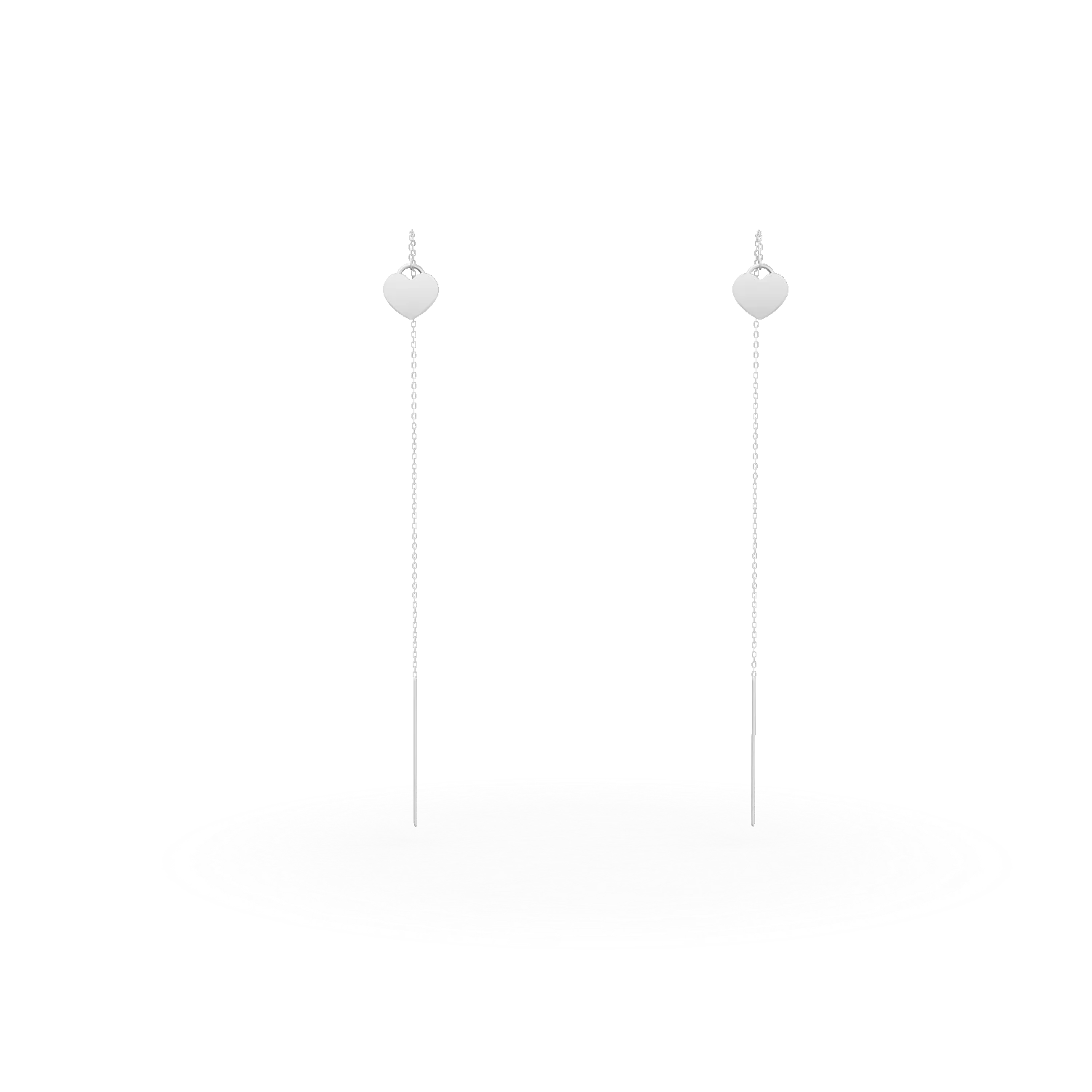 Cercei lungi cu inimioare din aur alb