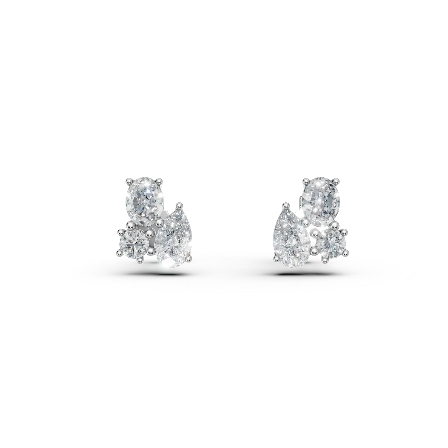 Cercei din aur alb cu diamante de 0.4ct create in laborator