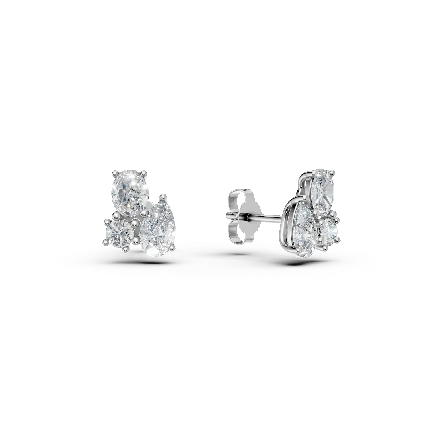 Cercei din aur alb cu diamante de 0.4ct create in laborator