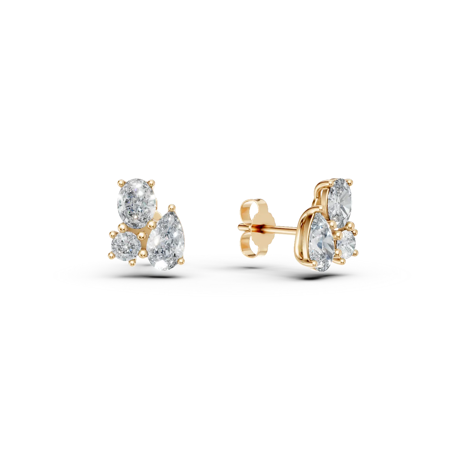 Cercei din aur galben cu diamante de 0.4ct create in laborator