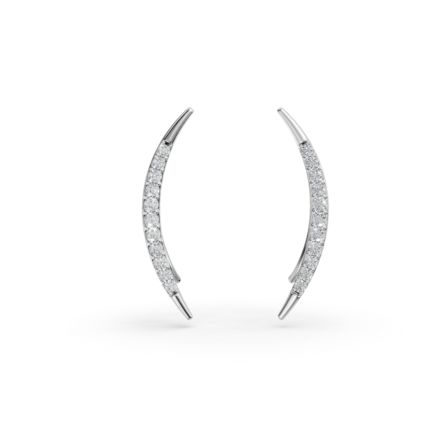 Cercei on-ear din aur alb cu diamante de 0.1ct create in laborator