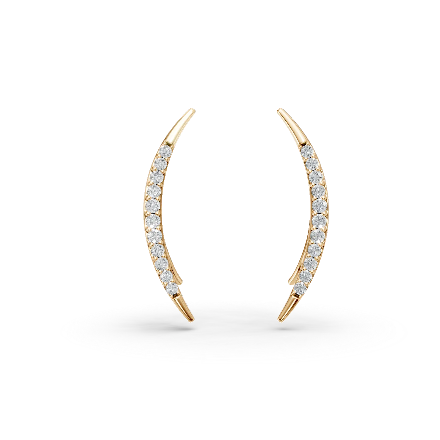 Cercei on-ear din aur galben cu diamante de 0.1ct create in laborator