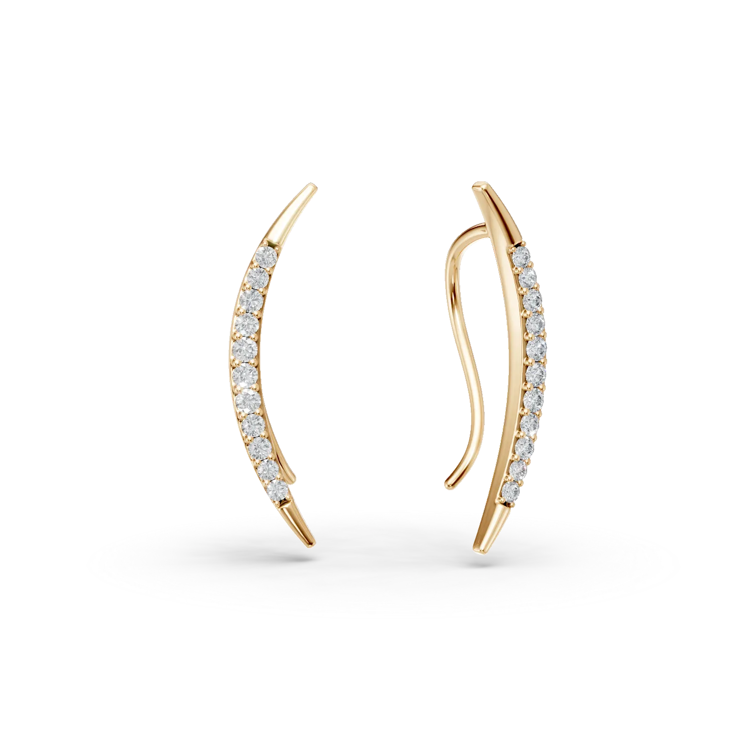 Cercei on-ear din aur galben cu diamante de 0.1ct create in laborator
