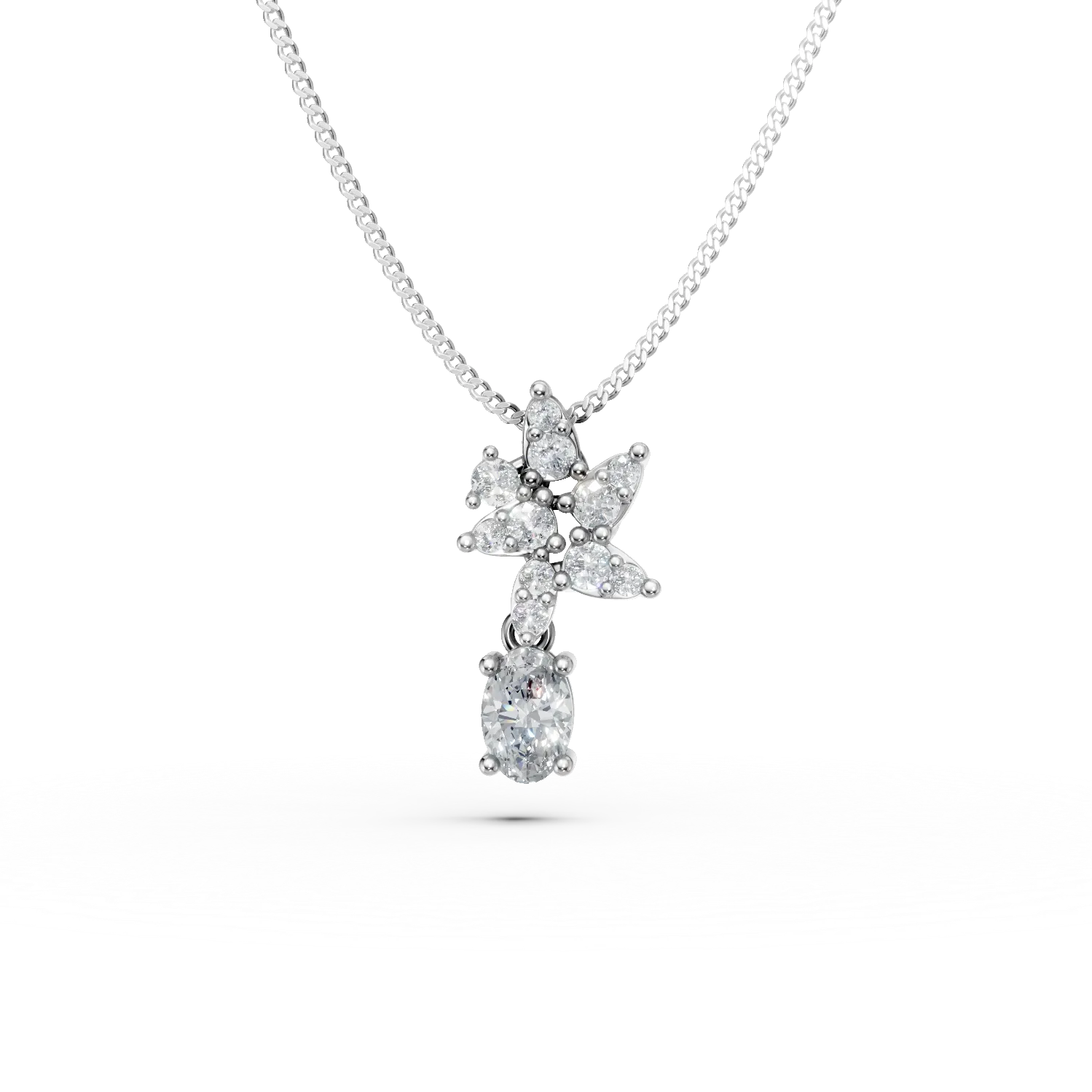 Lant cu pandantiv din aur alb cu diamante de 0.4ct create in laborator