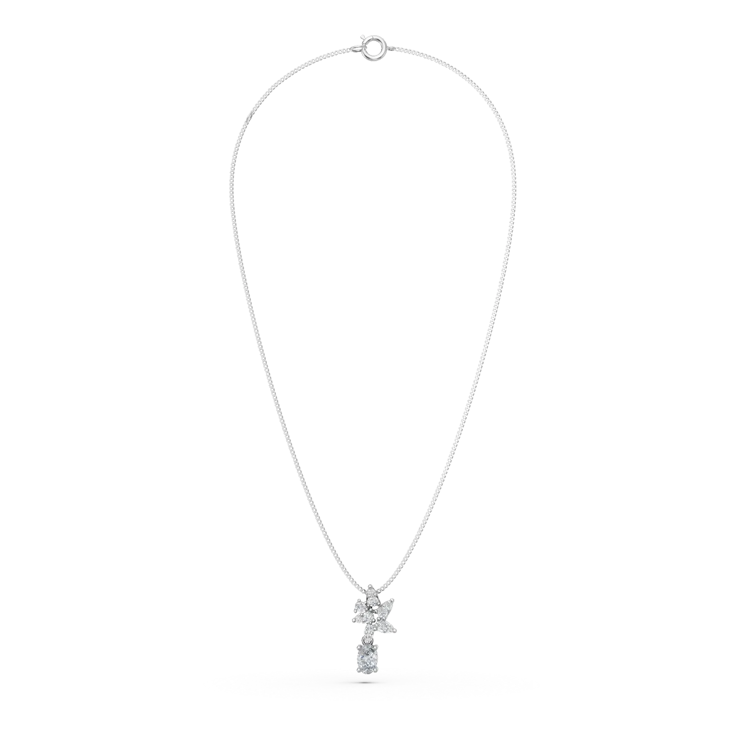 Lant cu pandantiv din aur alb cu diamante de 0.4ct create in laborator