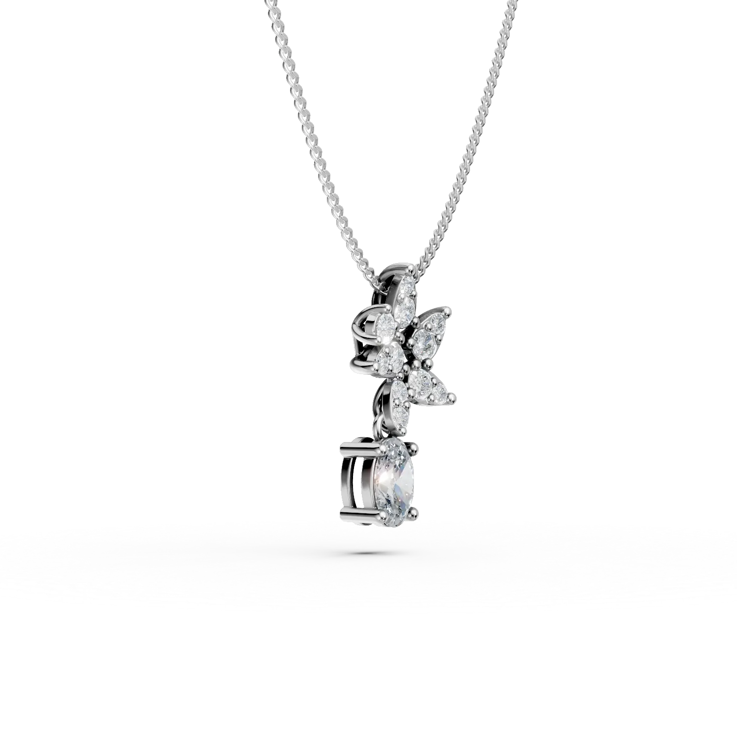 Lant cu pandantiv din aur alb cu diamante de 0.4ct create in laborator