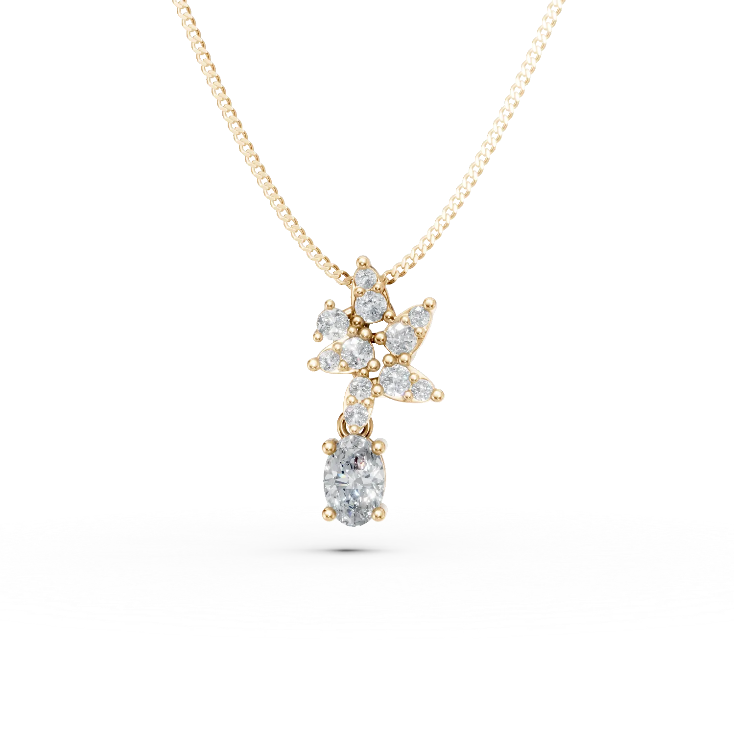 Lant cu pandantiv din aur galben cu diamante de 0.4ct create in laborator