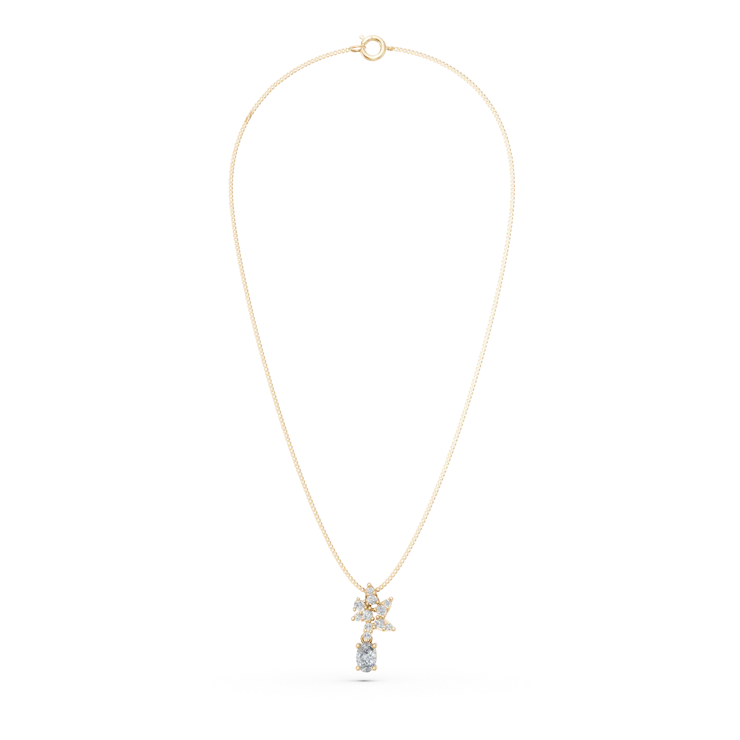 Lant cu pandantiv din aur galben cu diamante de 0.4ct create in laborator