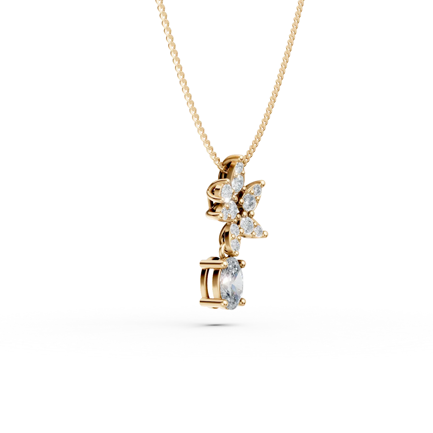 Lant cu pandantiv din aur galben cu diamante de 0.4ct create in laborator