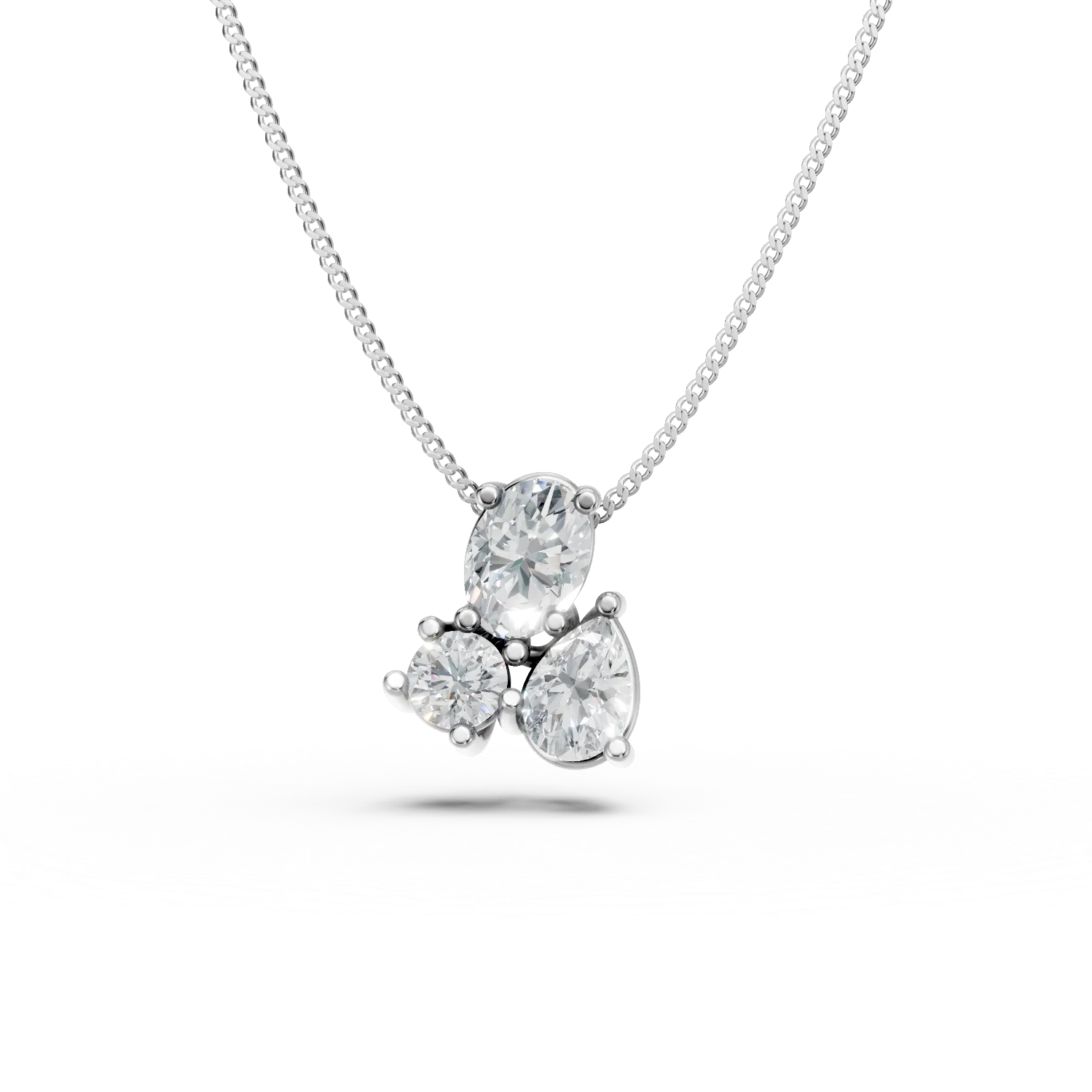 Lant cu pandantiv din aur alb cu diamante de 0.2ct create in laborator