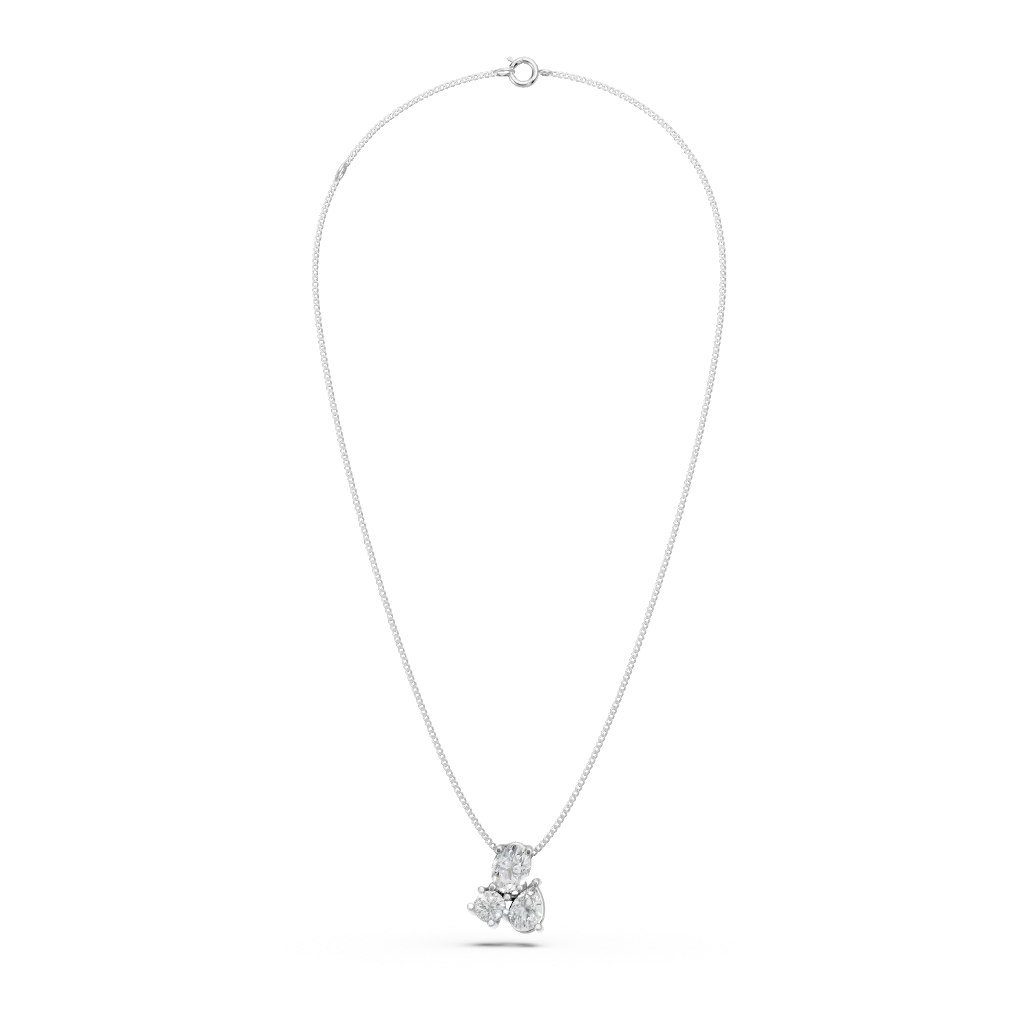Lant cu pandantiv din aur alb cu diamante de 0.2ct create in laborator