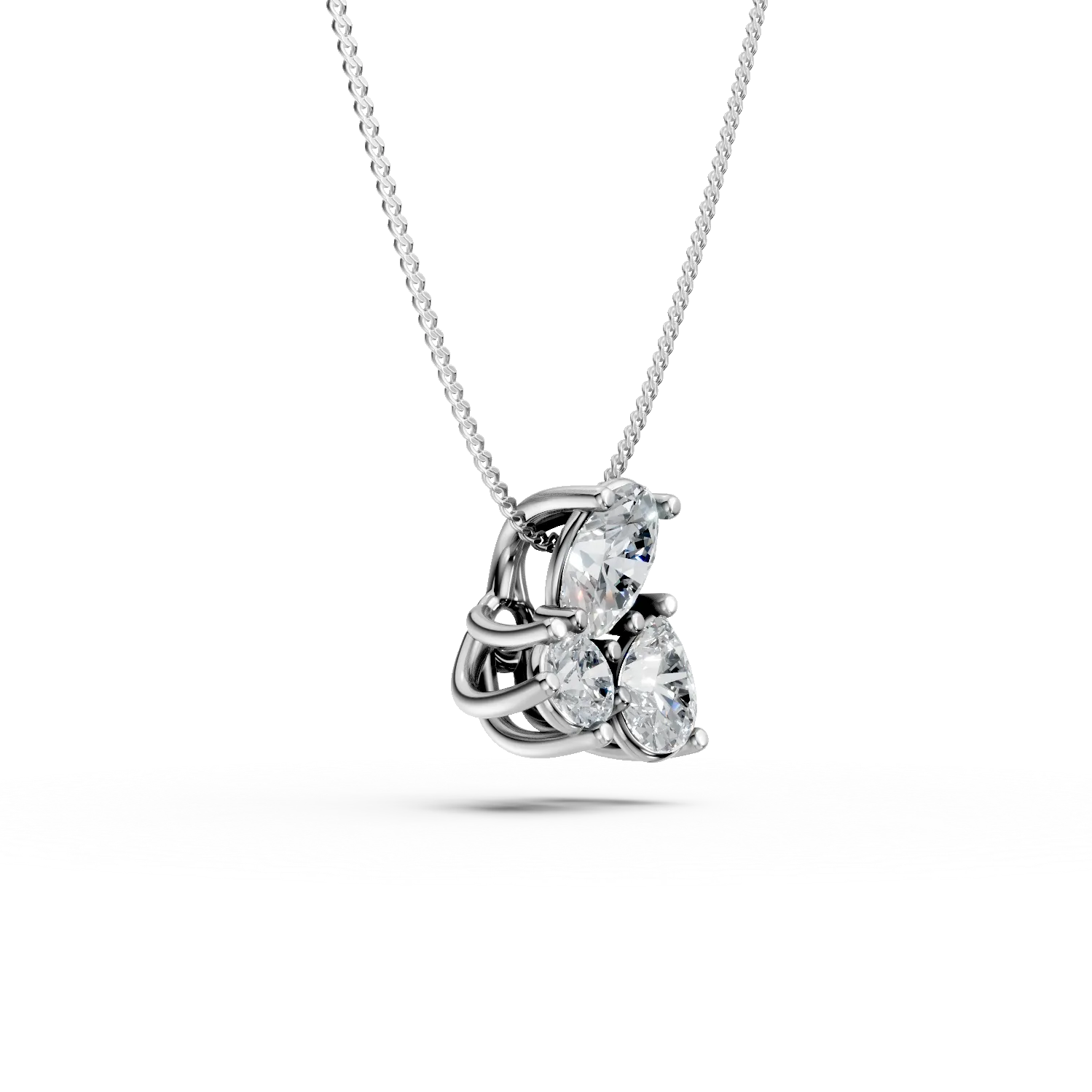 Lant cu pandantiv din aur alb cu diamante de 0.2ct create in laborator