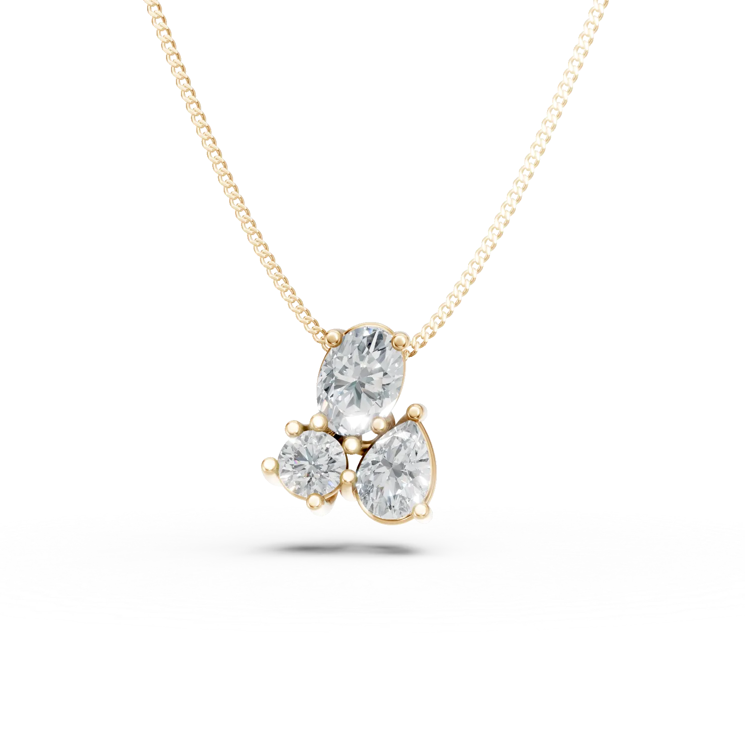 Lant cu pandantiv din aur galben cu diamante de 0.2ct create in laborator