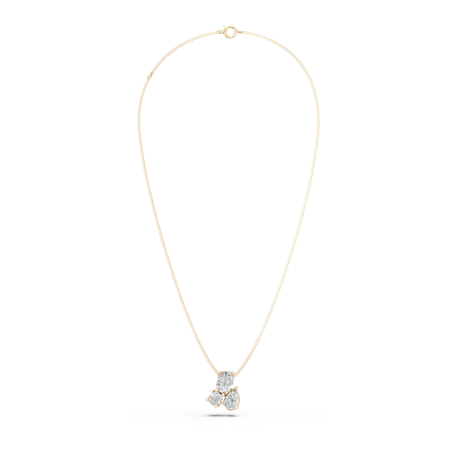 Lant cu pandantiv din aur galben cu diamante de 0.2ct create in laborator