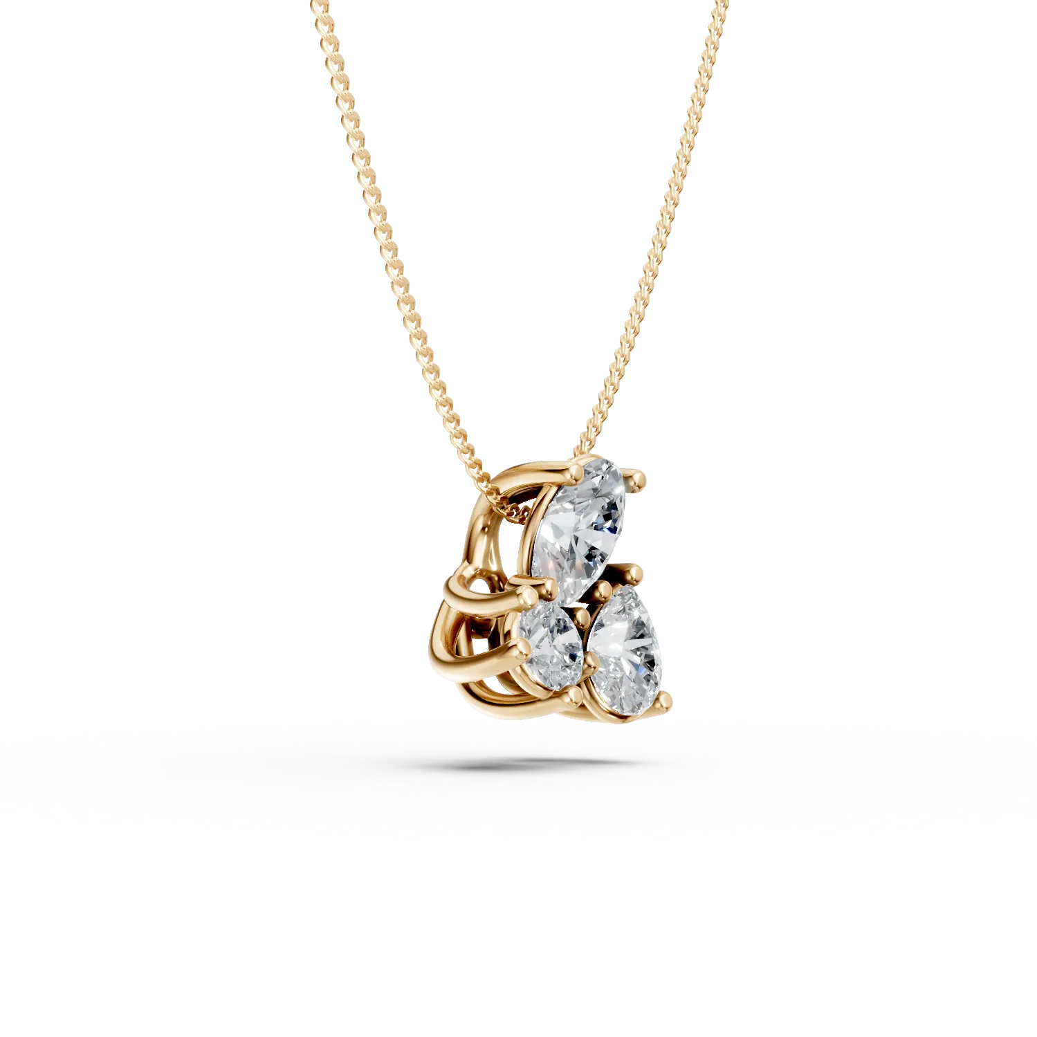 Lant cu pandantiv din aur galben cu diamante de 0.2ct create in laborator