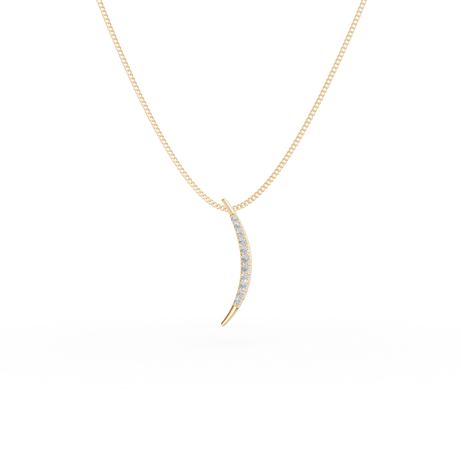 Lant cu pandantiv semiluna din aur galben cu diamante de 0.1ct create in laborator - imagine 6