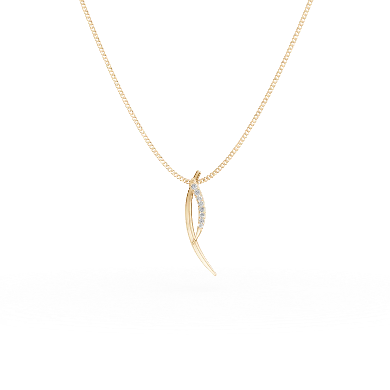 Lant cu pandantiv minimalist din aur galben cu diamante de 0.05ct create in laborator