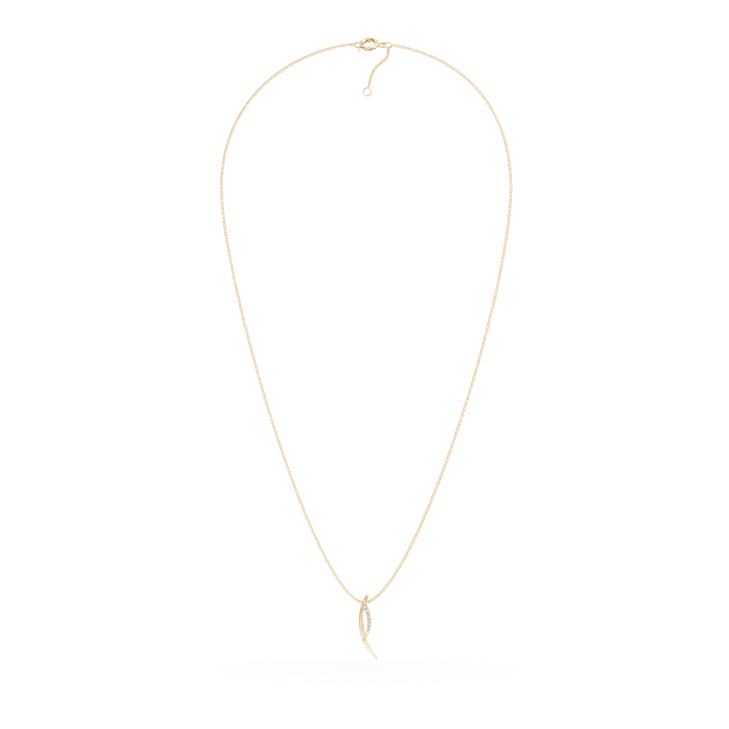 Lant cu pandantiv minimalist din aur galben cu diamante de 0.05ct create in laborator