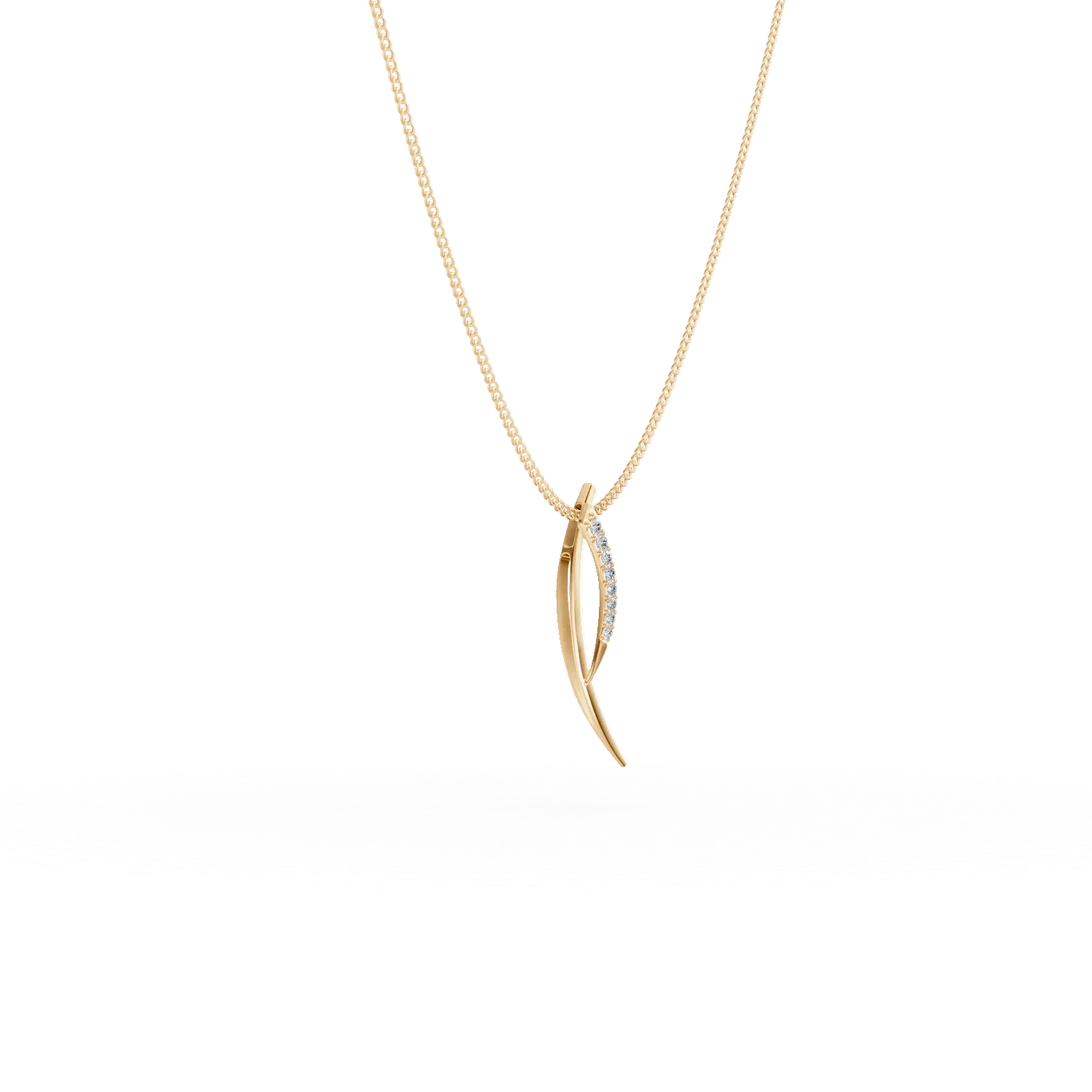 Lant cu pandantiv minimalist din aur galben cu diamante de 0.05ct create in laborator