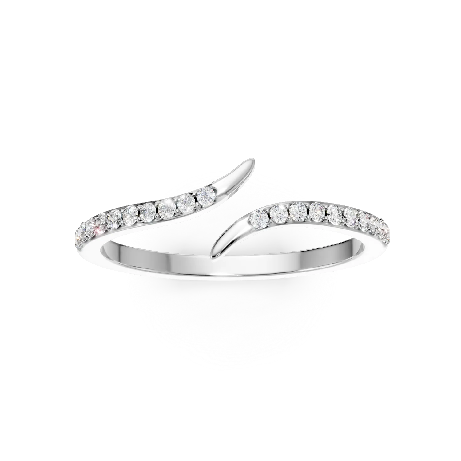 Inel geometric din aur alb cu diamante microsetting de 0.1ct create in laborator