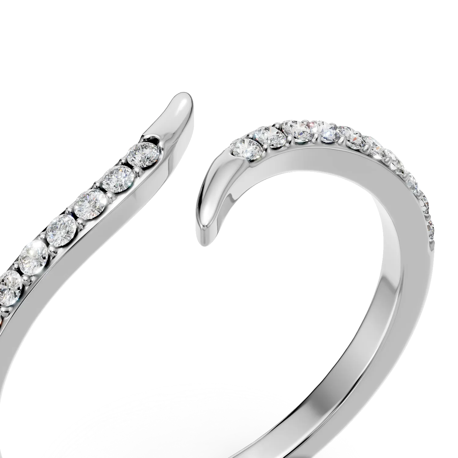 Inel geometric din aur alb cu diamante microsetting de 0.1ct create in laborator