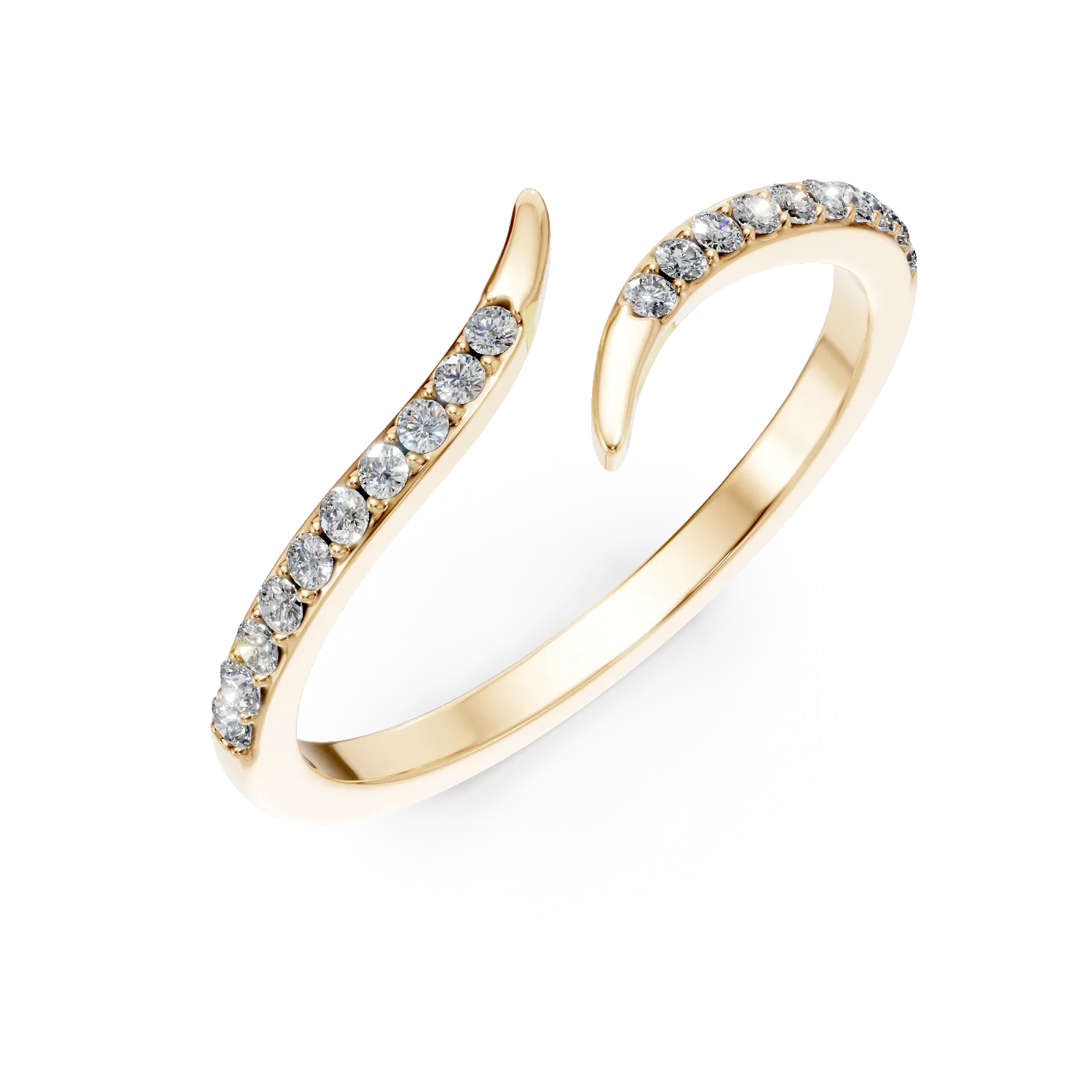 Inel geometric din aur galben cu diamante microsetting de 0.1ct create in laborator