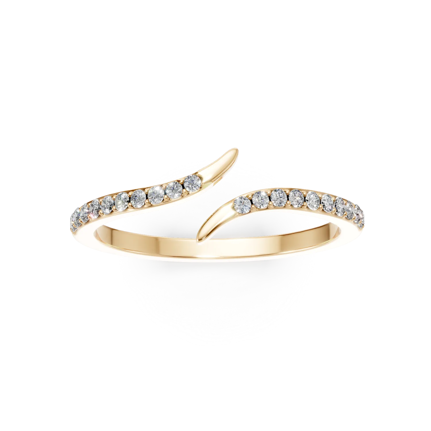 Inel geometric din aur galben cu diamante microsetting de 0.1ct create in laborator