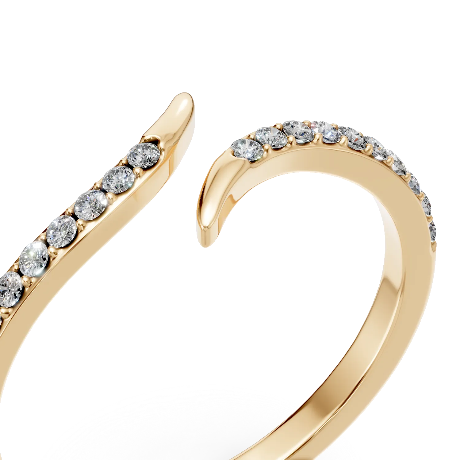 Inel geometric din aur galben cu diamante microsetting de 0.1ct create in laborator