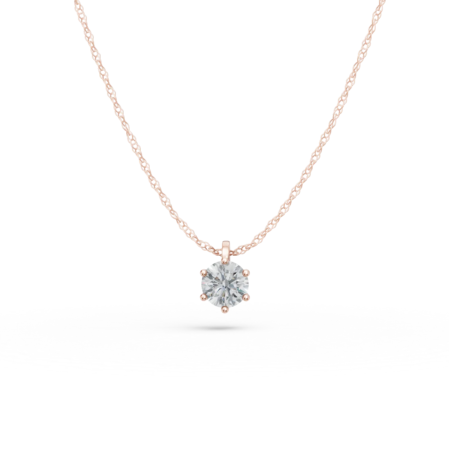 Lant cu pandantiv din aur roz cu diamant solitaire creat in laborator de 0.2ct - imagine 7