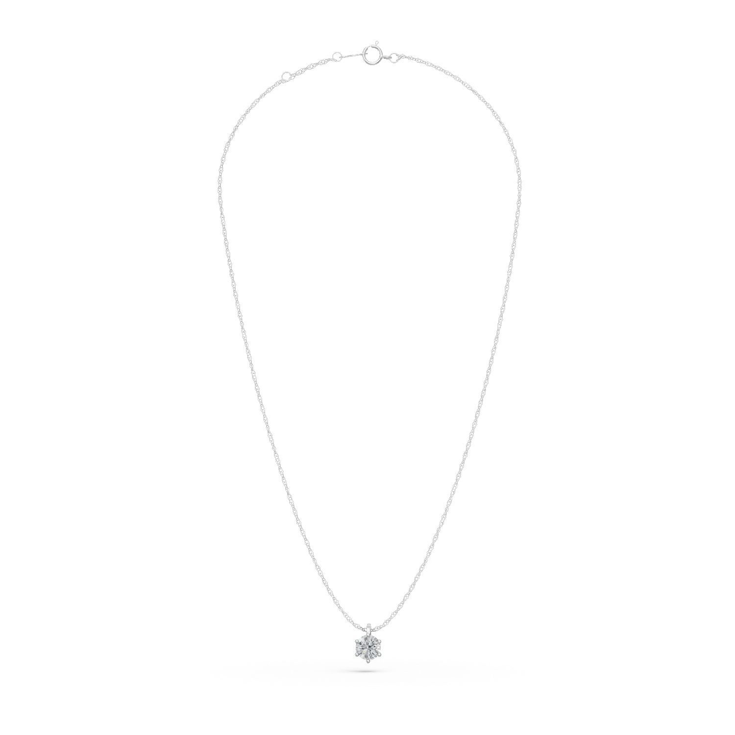 Lant cu pandantiv din aur alb cu diamant solitaire creat in laborator de 0.2ct