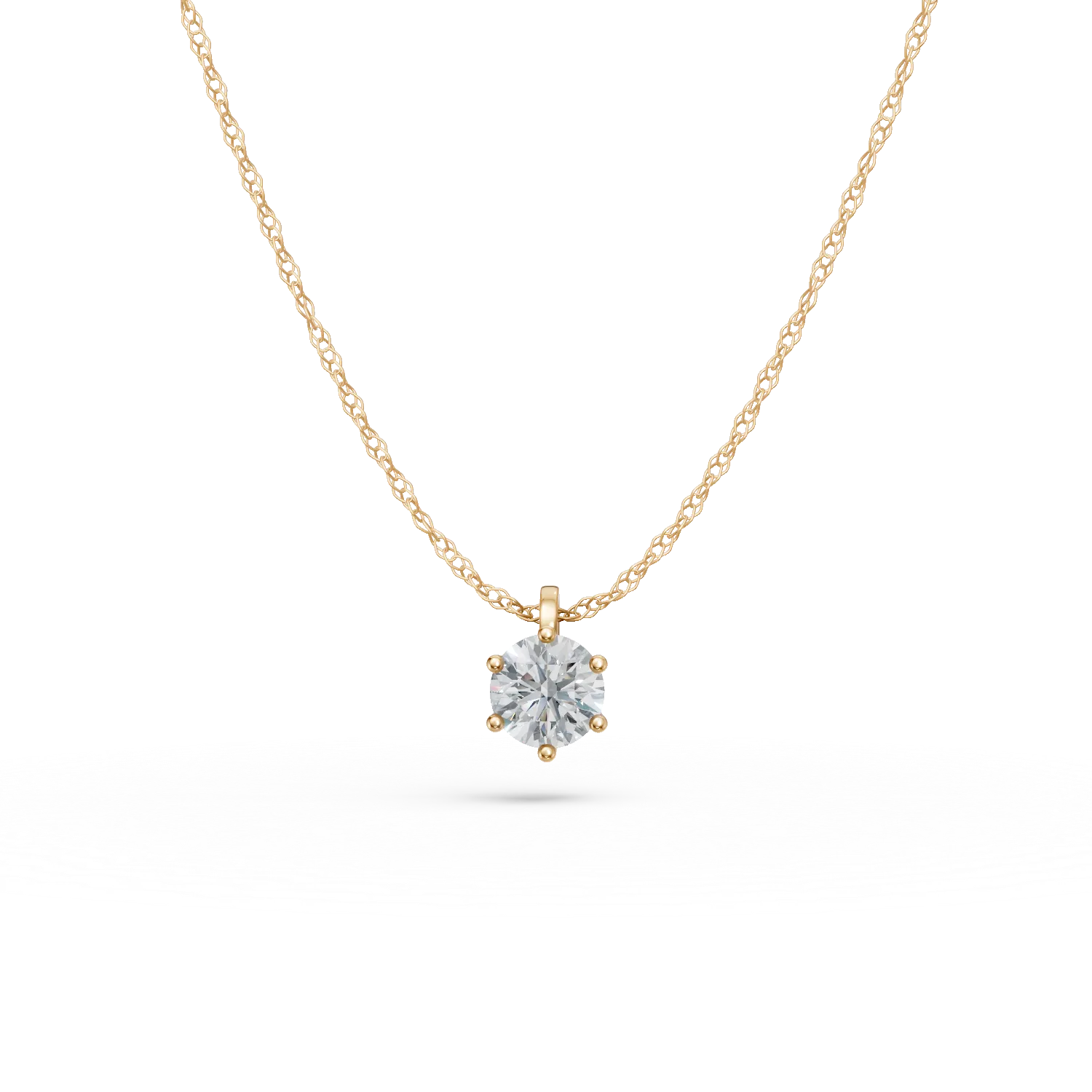 Lant cu pandantiv din aur galben cu diamant solitaire de 0.2ct creat in laborator